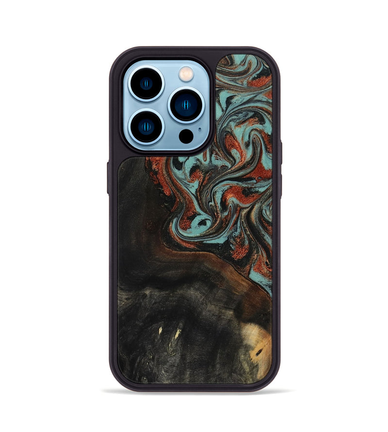 iPhone 14 Pro Wood Phone Case - Lora (Green, 818124)