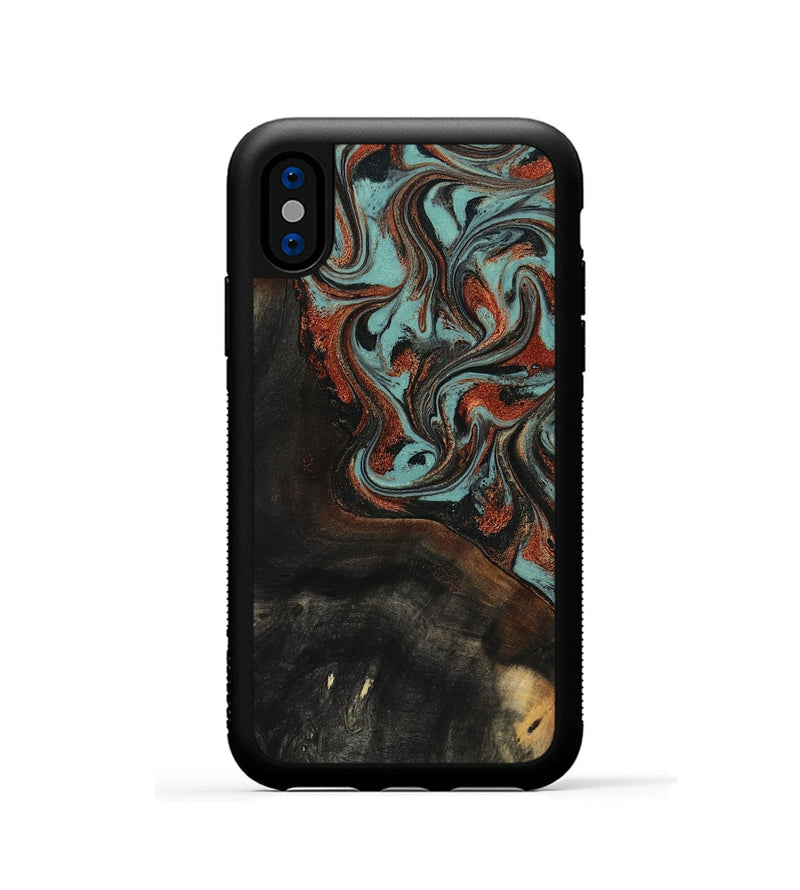 iPhone Xs Wood Phone Case - Lora (Green, 818124)