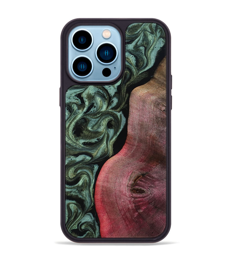 iPhone 14 Pro Max Wood Phone Case - Garret (Green, 818126)