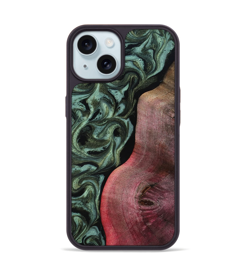iPhone 15 Wood Phone Case - Garret (Green, 818126)