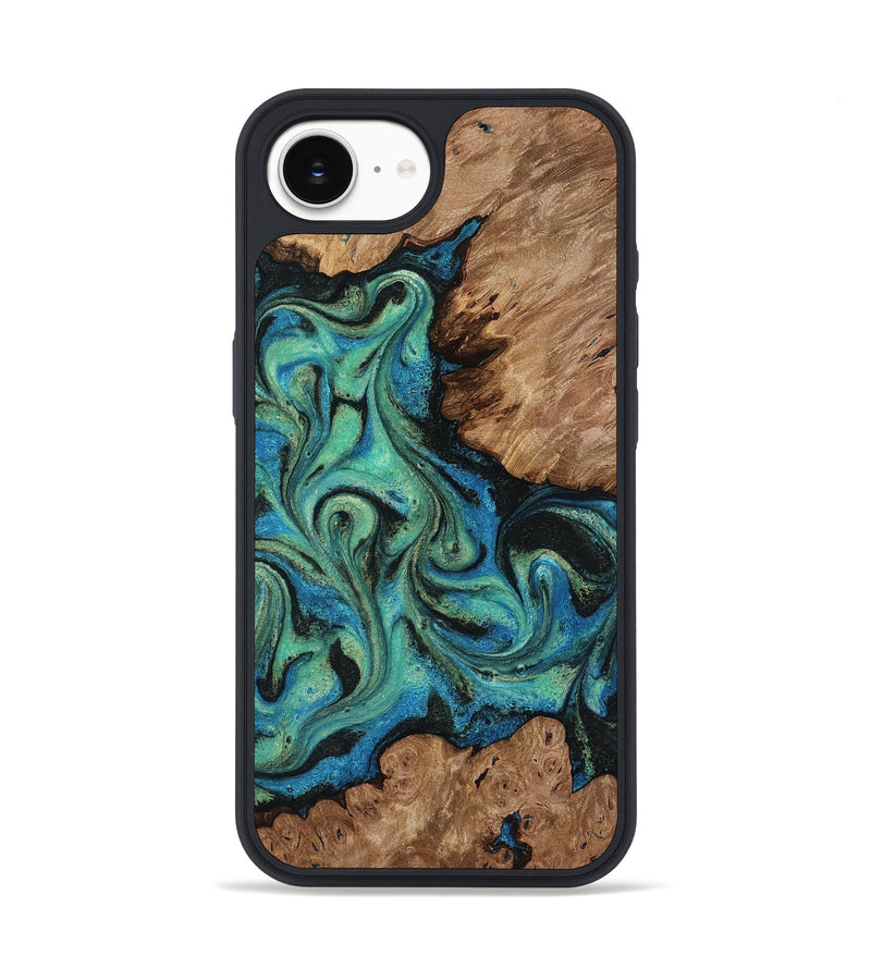 iPhone 17e Wood Phone Case - Marva (Teal & Gold, 818127)