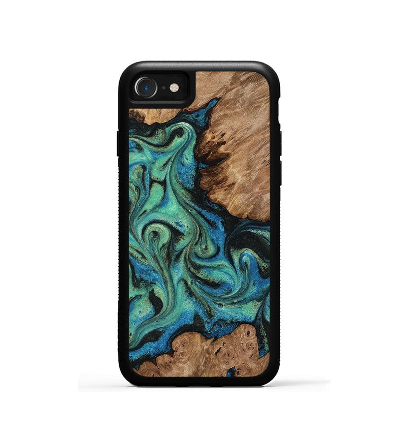 iPhone SE Wood Phone Case - Marva (Teal & Gold, 818127)