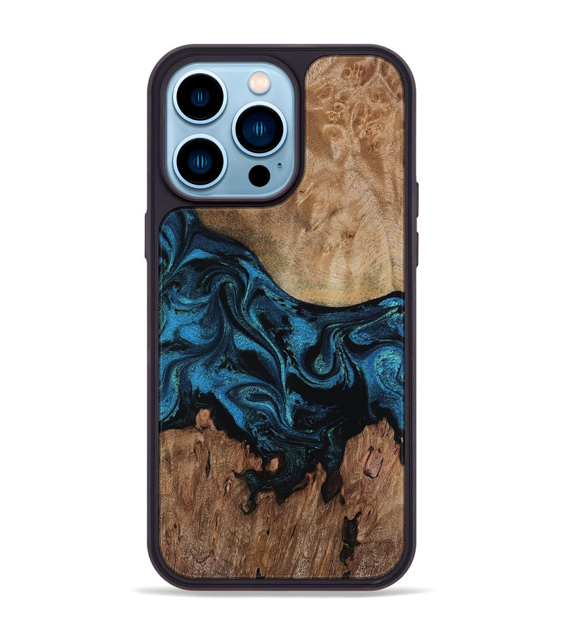 iPhone 14 Pro Max Wood Phone Case - Pearle (Blue, 818131)