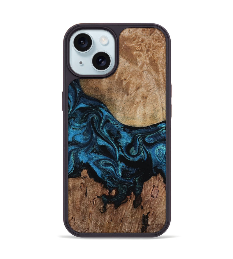 iPhone 15 Wood Phone Case - Pearle (Blue, 818131)