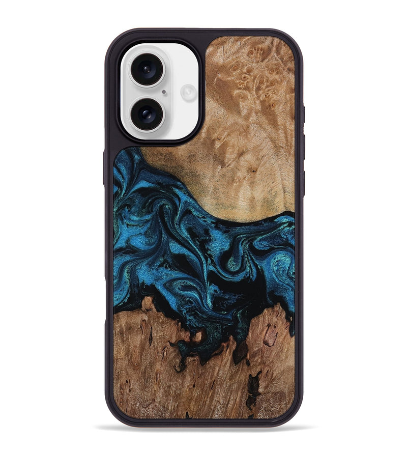 iPhone 16 Plus Wood Phone Case - Pearle (Blue, 818131)