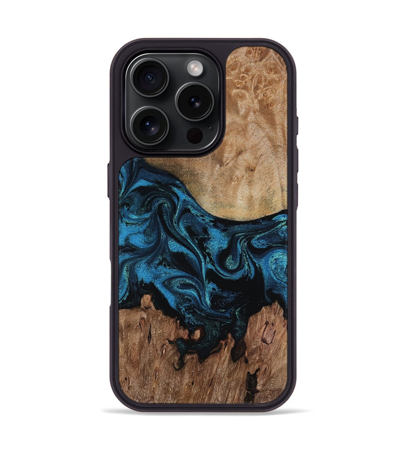 iPhone 16 Pro Wood Phone Case - Pearle (Blue, 818131)