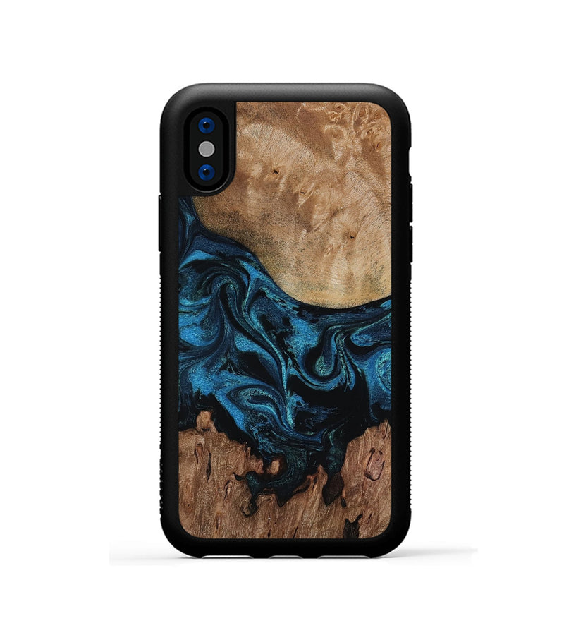 iPhone Xs Wood Phone Case - Pearle (Blue, 818131)