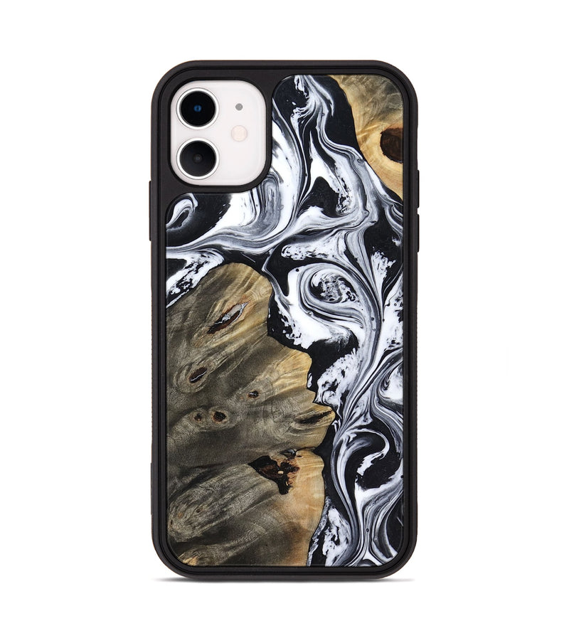 iPhone 11 Wood Phone Case - Aisha (Black & White, 818137)