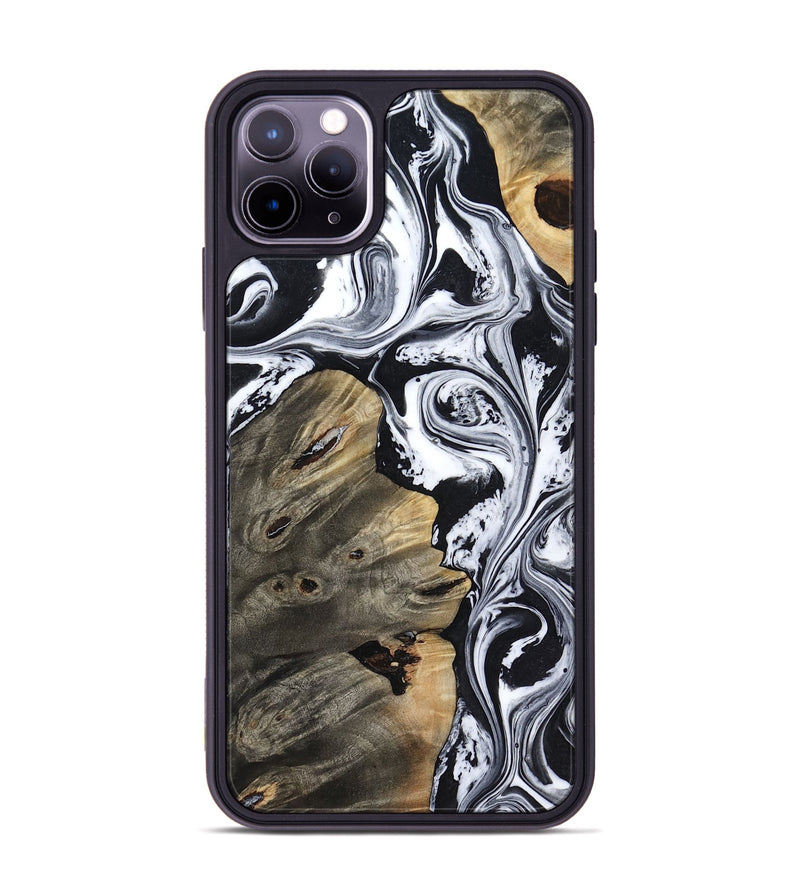 iPhone 11 Pro Max Wood Phone Case - Aisha (Black & White, 818137)
