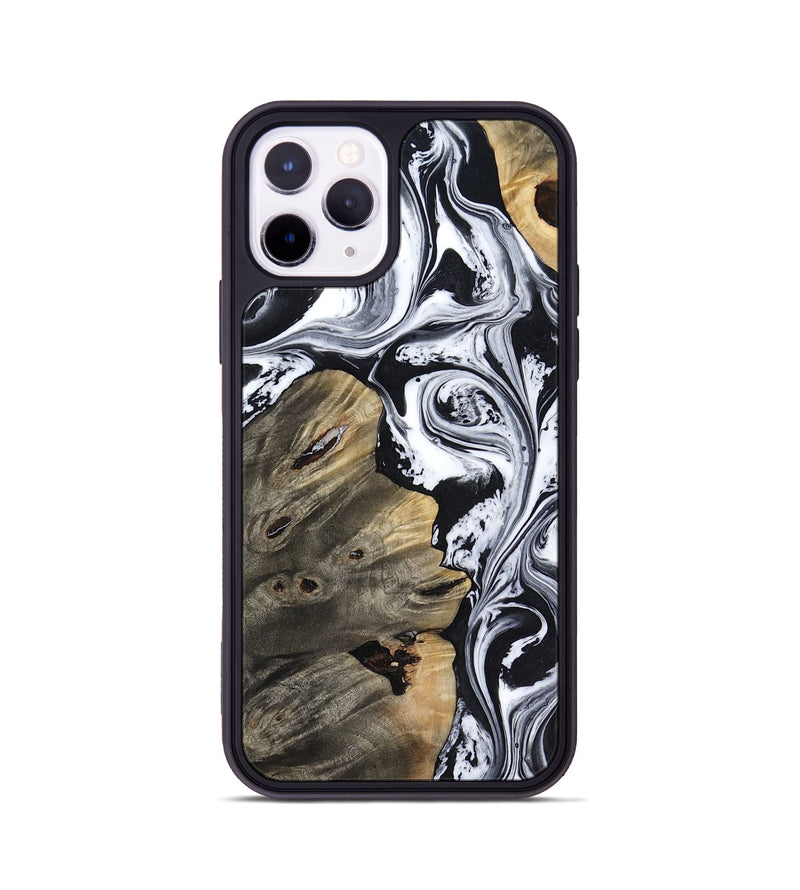 iPhone 11 Pro Wood Phone Case - Aisha (Black & White, 818137)
