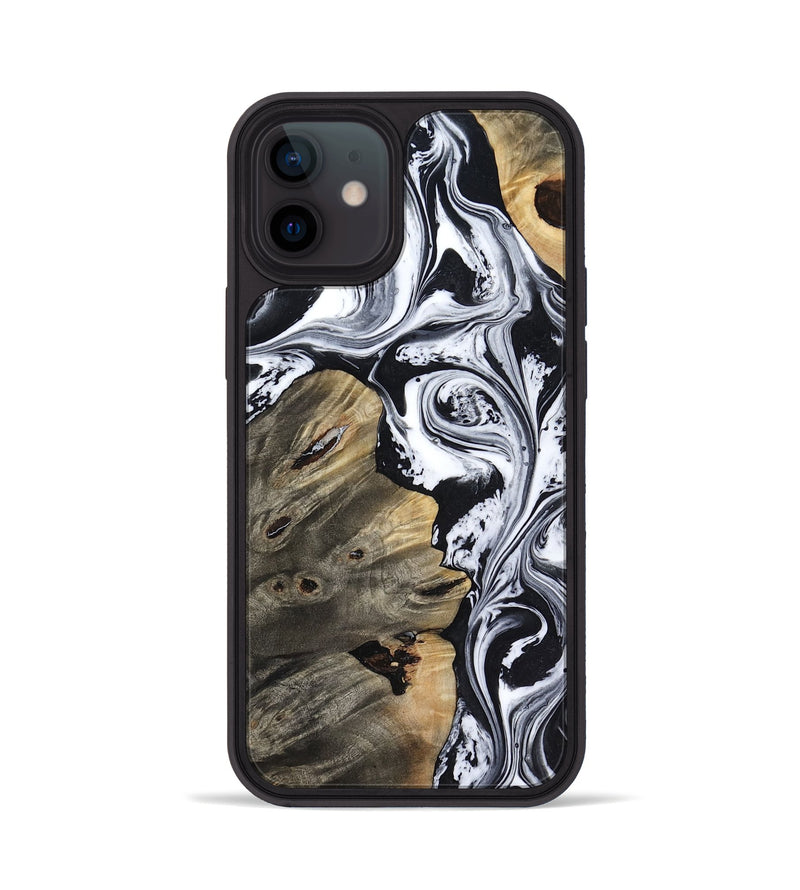 iPhone 12 Wood Phone Case - Aisha (Black & White, 818137)