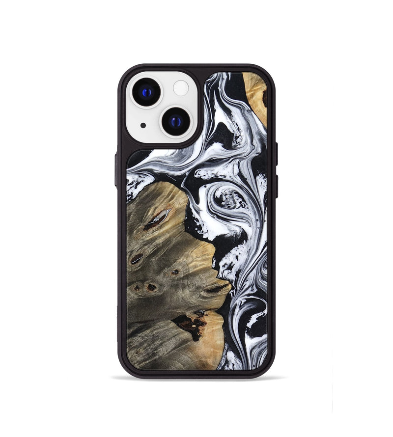 iPhone 13 mini Wood Phone Case - Aisha (Black & White, 818137)