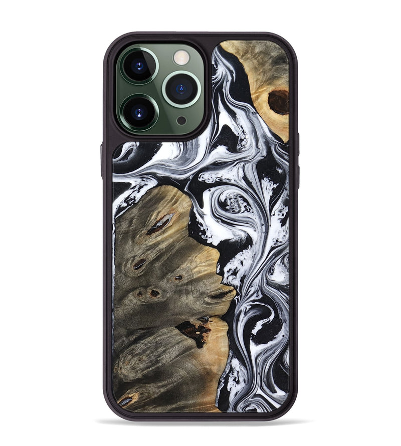 iPhone 13 Pro Max Wood Phone Case - Aisha (Black & White, 818137)