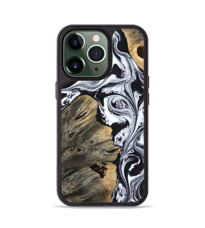 iPhone 13 Pro Wood Phone Case - Aisha (Black & White, 818137)