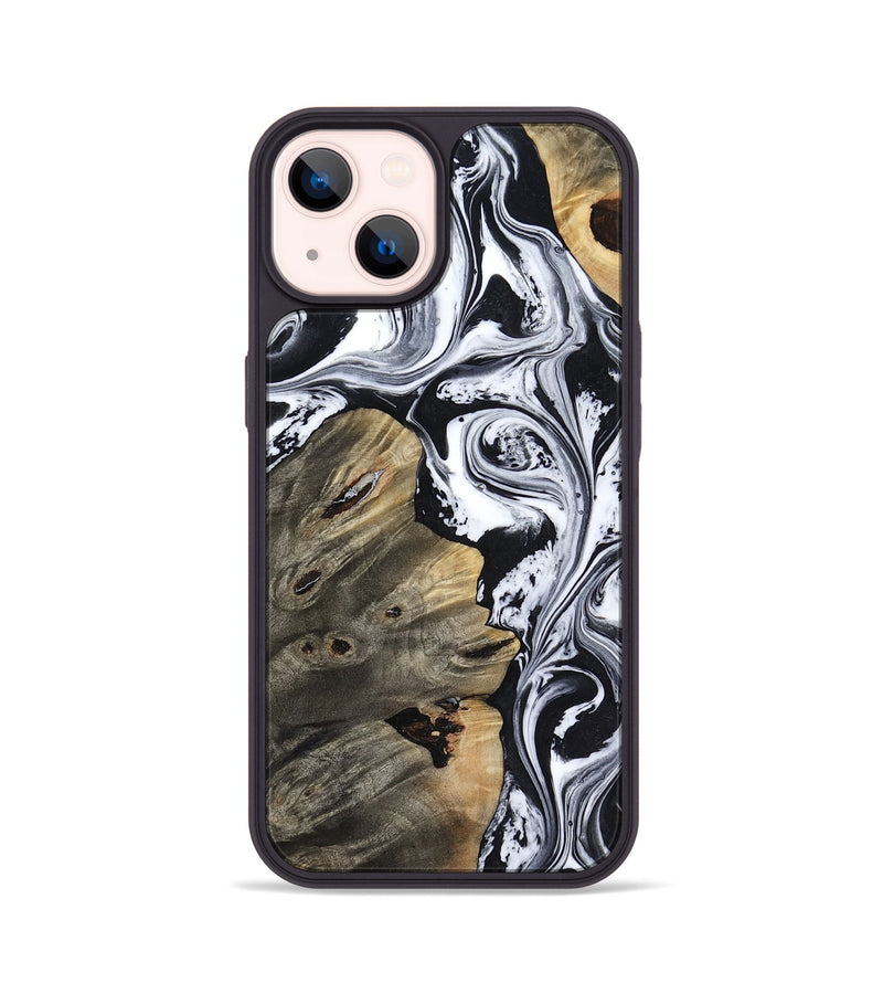 iPhone 14 Wood Phone Case - Aisha (Black & White, 818137)