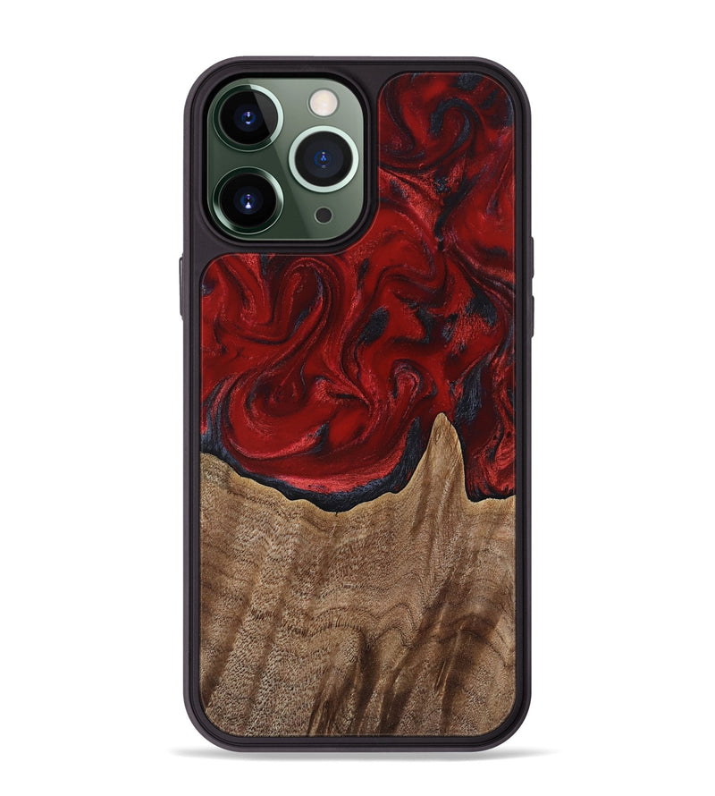 iPhone 13 Pro Max Wood Phone Case - Letha (Red, 818138)