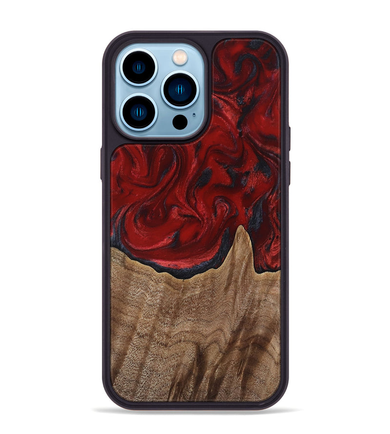 iPhone 14 Pro Max Wood Phone Case - Letha (Red, 818138)