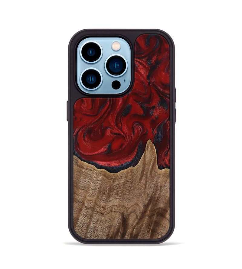 iPhone 14 Pro Wood Phone Case - Letha (Red, 818138)