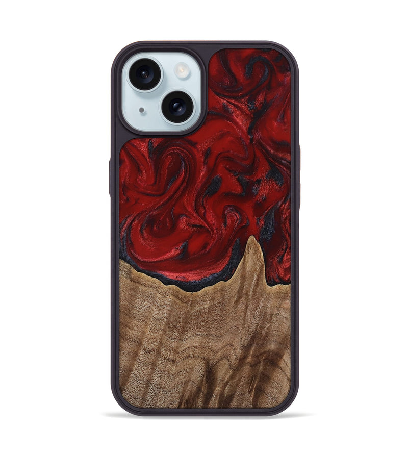 iPhone 15 Wood Phone Case - Letha (Red, 818138)