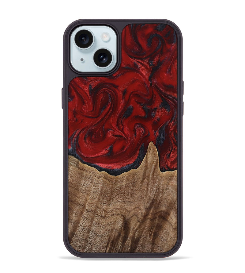 iPhone 15 Plus Wood Phone Case - Letha (Red, 818138)