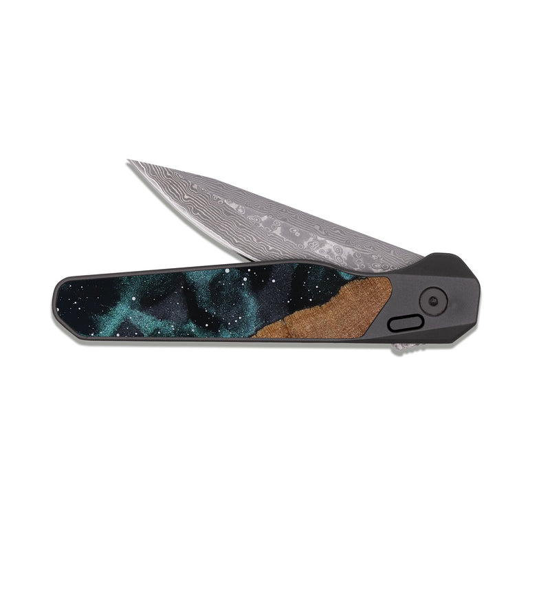 EDC Dark Damascus Wood Pocket Knife - Winnie (Cosmos, 818166)