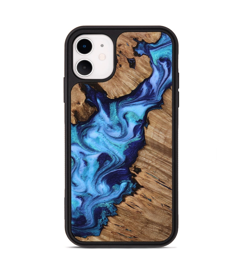 iPhone 11 Wood Phone Case - Dirk (Blue, 818184)