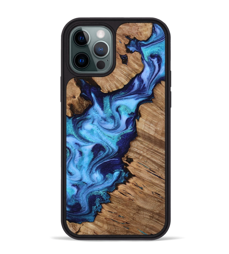 iPhone 12 Pro Max Wood Phone Case - Dirk (Blue, 818184)