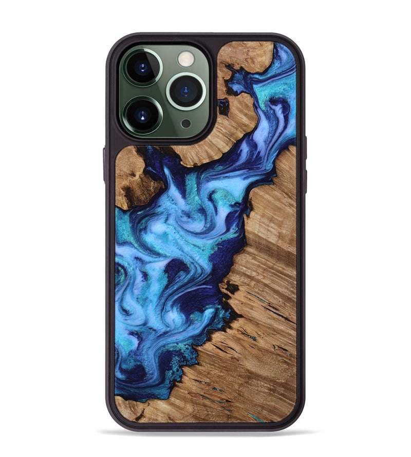 iPhone 13 Pro Max Wood Phone Case - Dirk (Blue, 818184)
