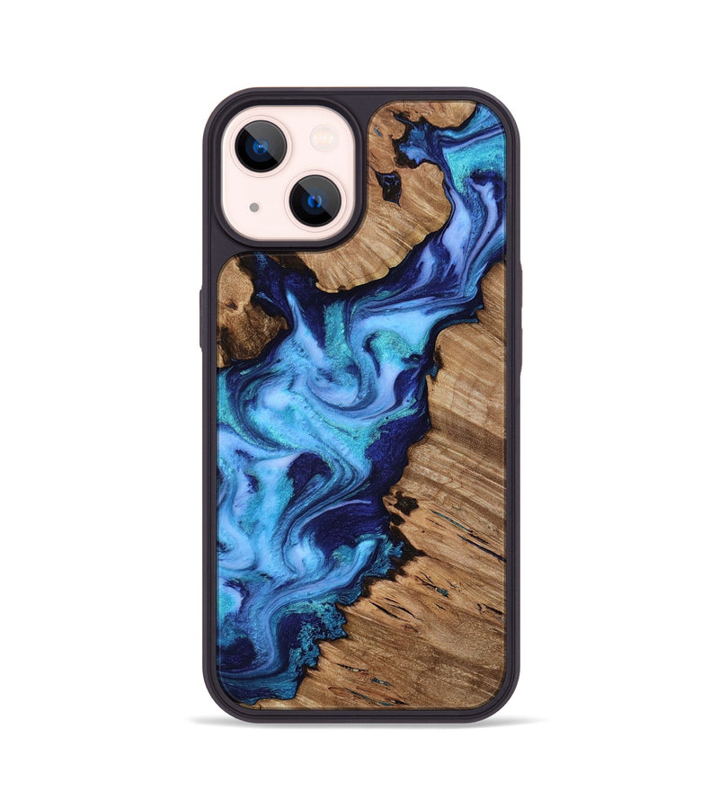 iPhone 14 Wood Phone Case - Dirk (Blue, 818184)