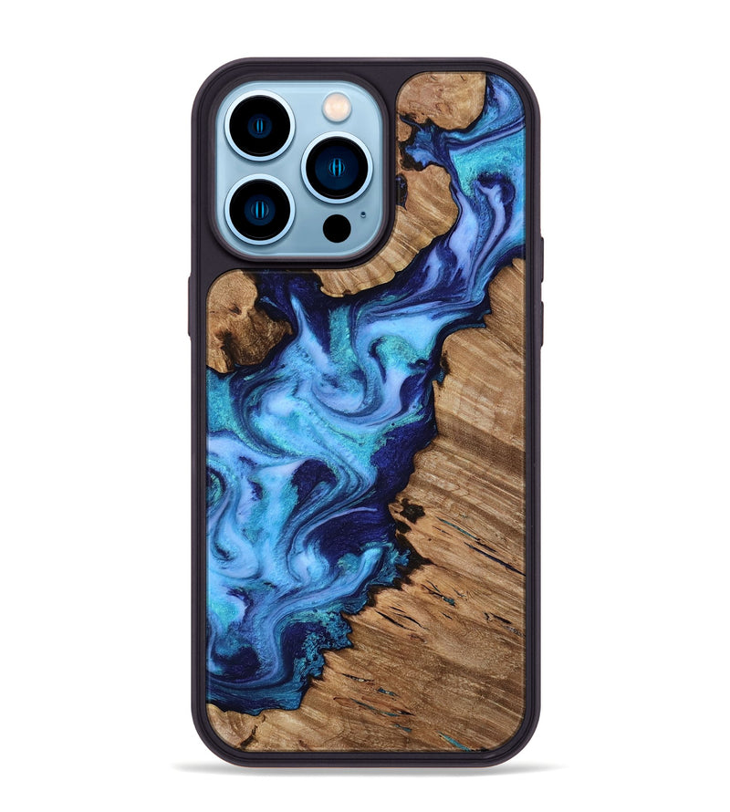 iPhone 14 Pro Max Wood Phone Case - Dirk (Blue, 818184)