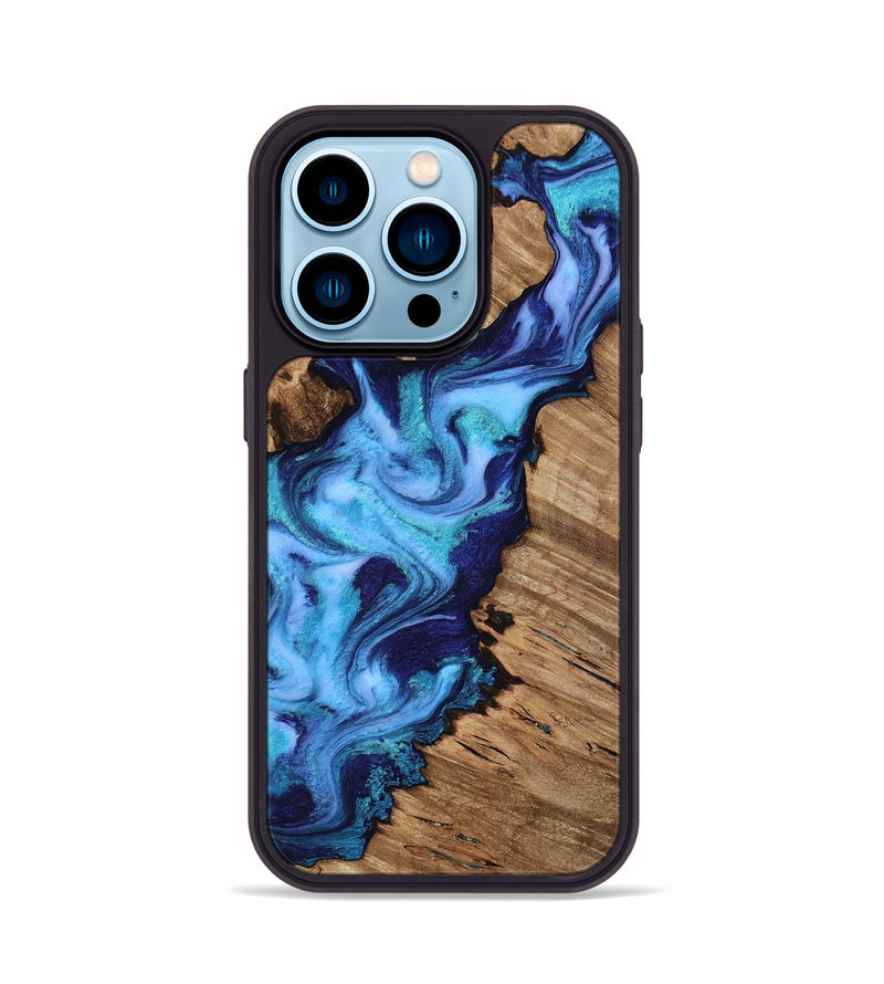 iPhone 14 Pro Wood Phone Case - Dirk (Blue, 818184)