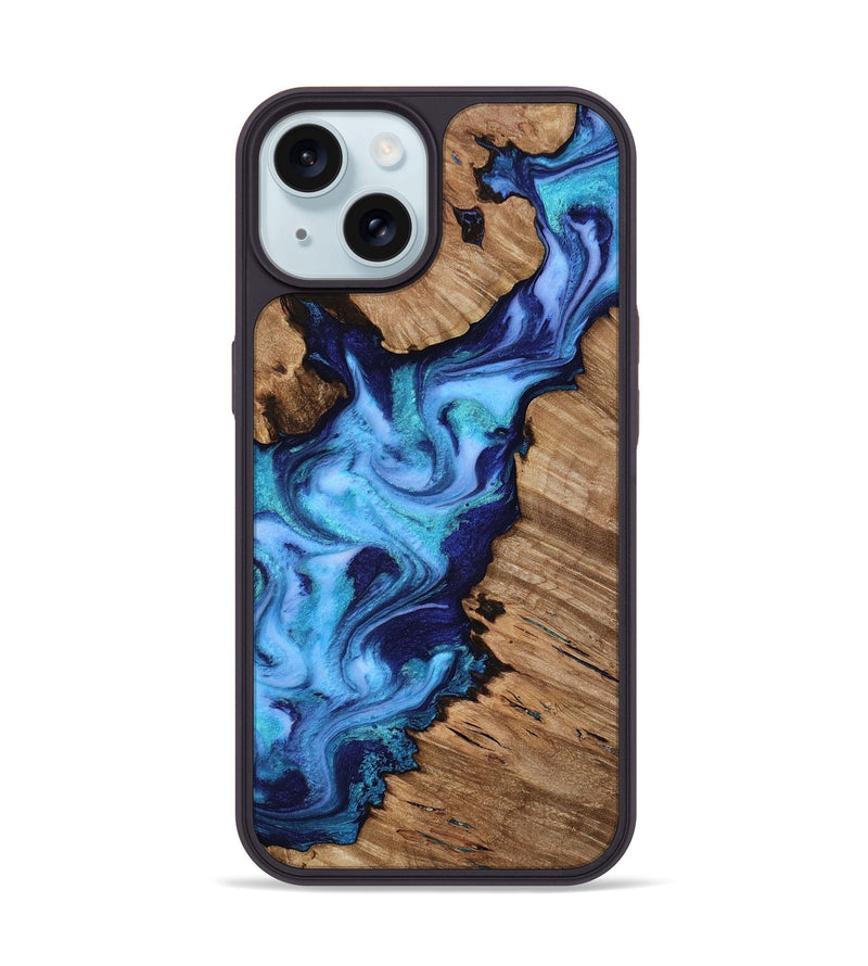 iPhone 15 Wood Phone Case - Dirk (Blue, 818184)