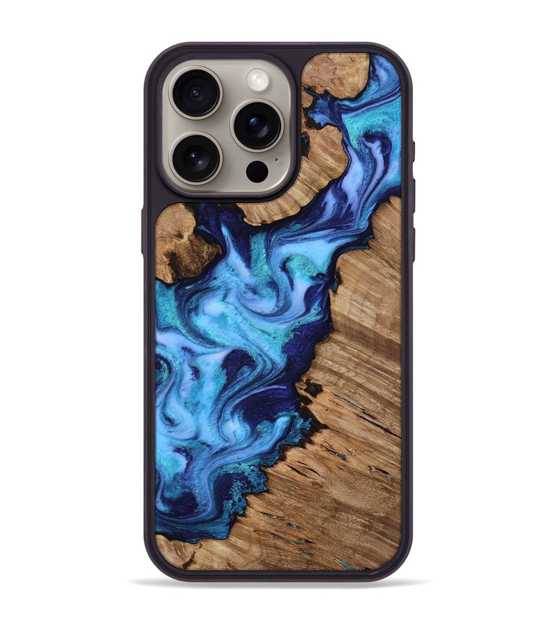 iPhone 15 Pro Max Wood Phone Case - Dirk (Blue, 818184)