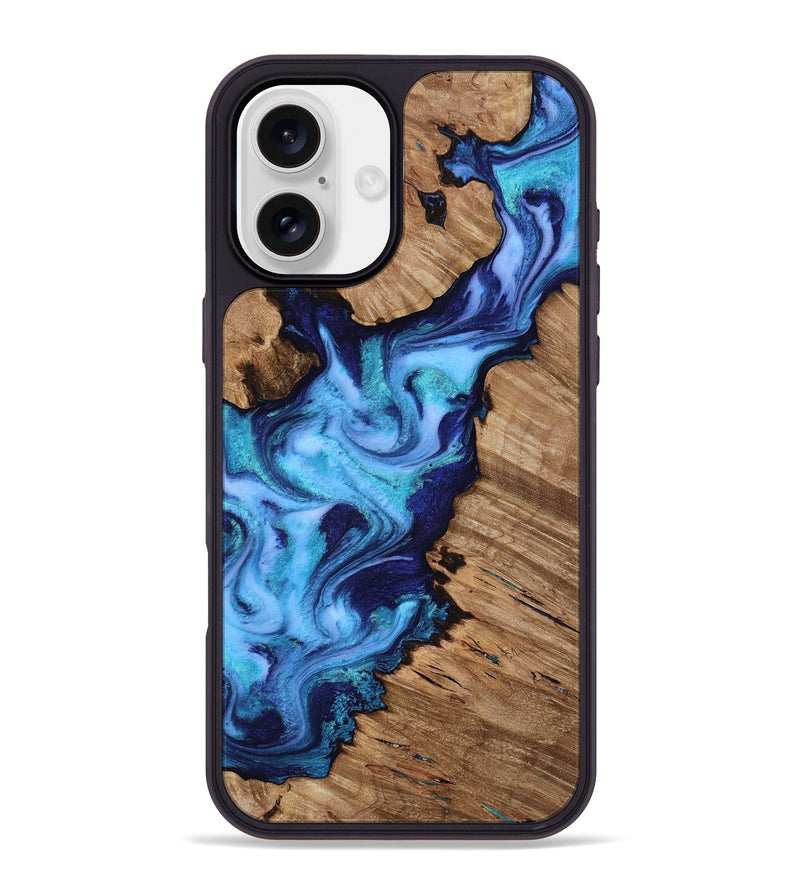 iPhone 16 Plus Wood Phone Case - Dirk (Blue, 818184)