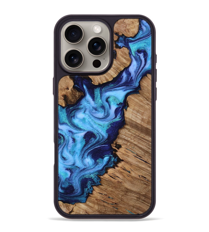iPhone 16 Pro Max Wood Phone Case - Dirk (Blue, 818184)