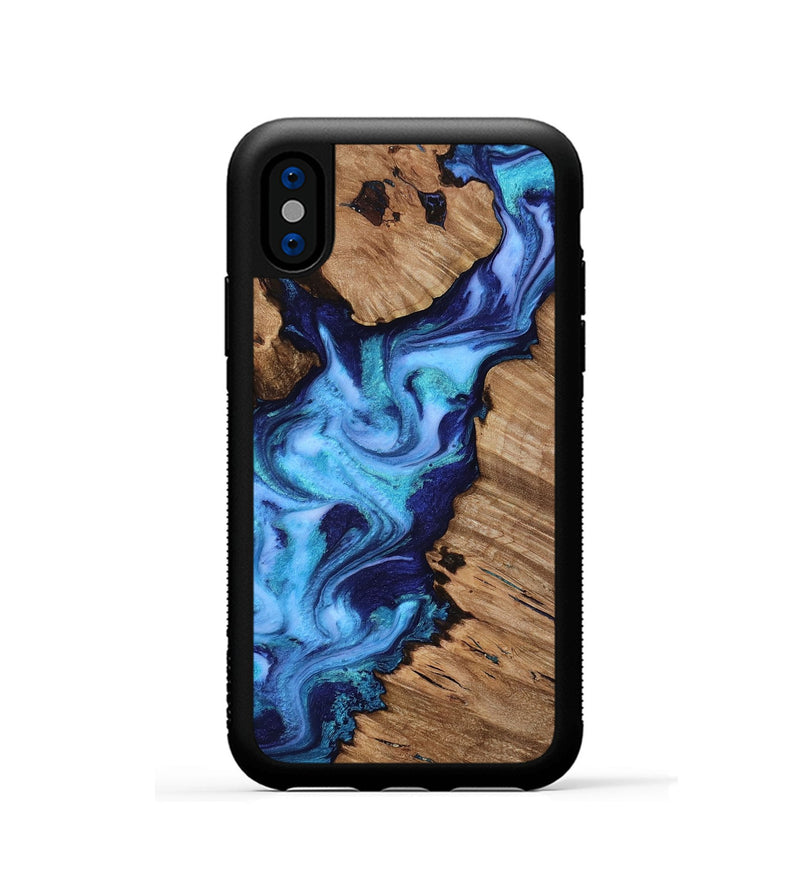 iPhone Xs Wood Phone Case - Dirk (Blue, 818184)