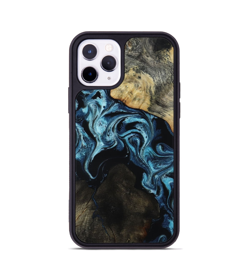 iPhone 11 Pro Wood Phone Case - Dalia (Blue, 818185)