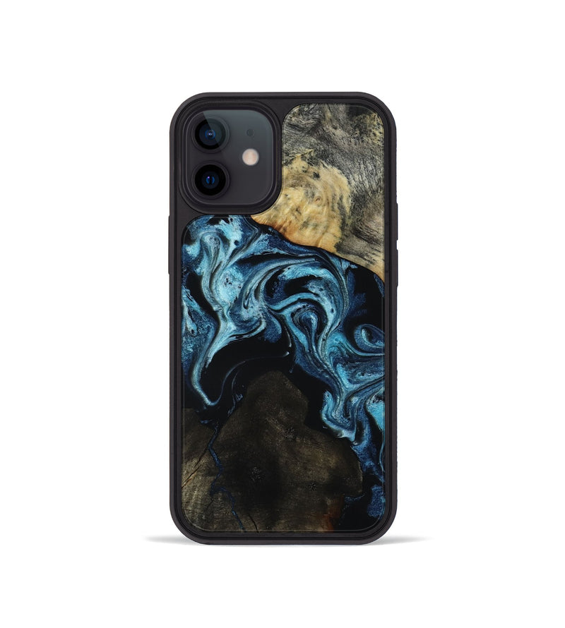 iPhone 12 mini Wood Phone Case - Dalia (Blue, 818185)