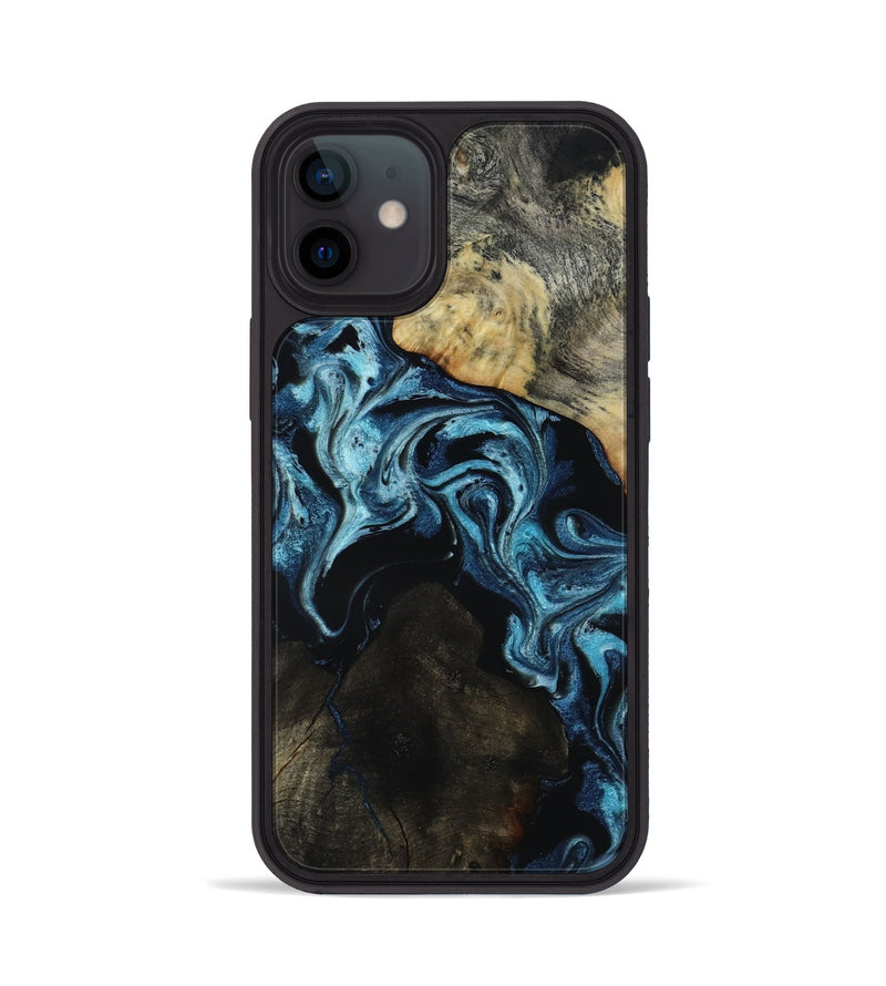 iPhone 12 Wood Phone Case - Dalia (Blue, 818185)