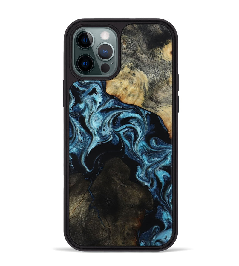 iPhone 12 Pro Max Wood Phone Case - Dalia (Blue, 818185)