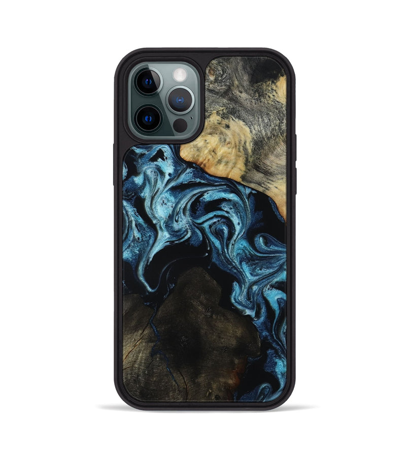 iPhone 12 Pro Wood Phone Case - Dalia (Blue, 818185)