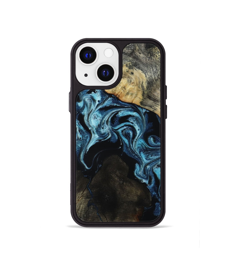 iPhone 13 mini Wood Phone Case - Dalia (Blue, 818185)