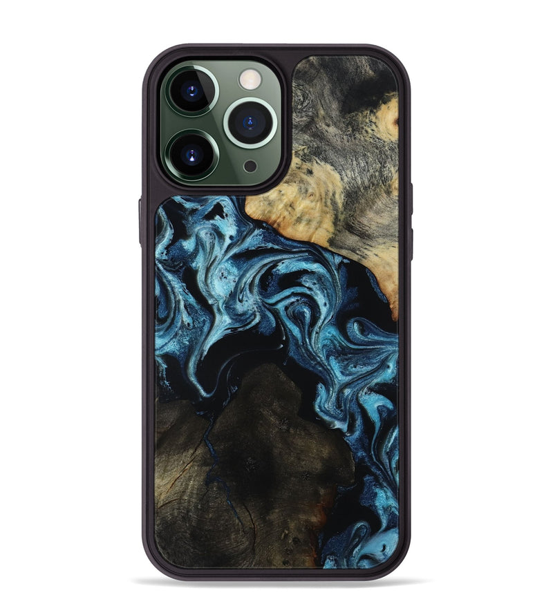 iPhone 13 Pro Max Wood Phone Case - Dalia (Blue, 818185)