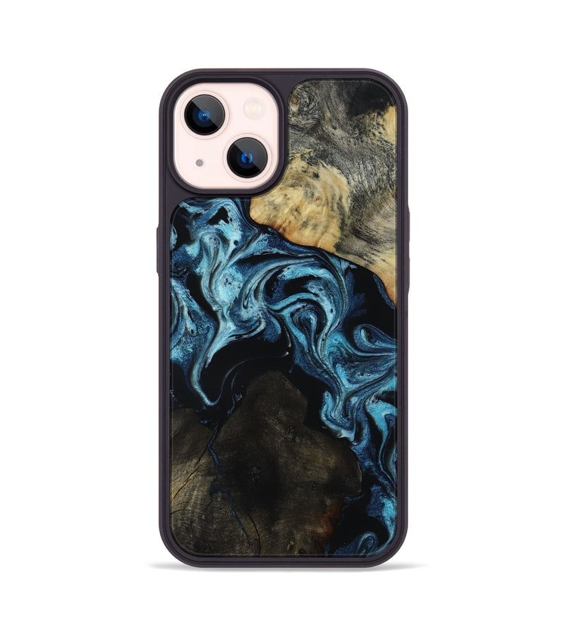 iPhone 14 Wood Phone Case - Dalia (Blue, 818185)