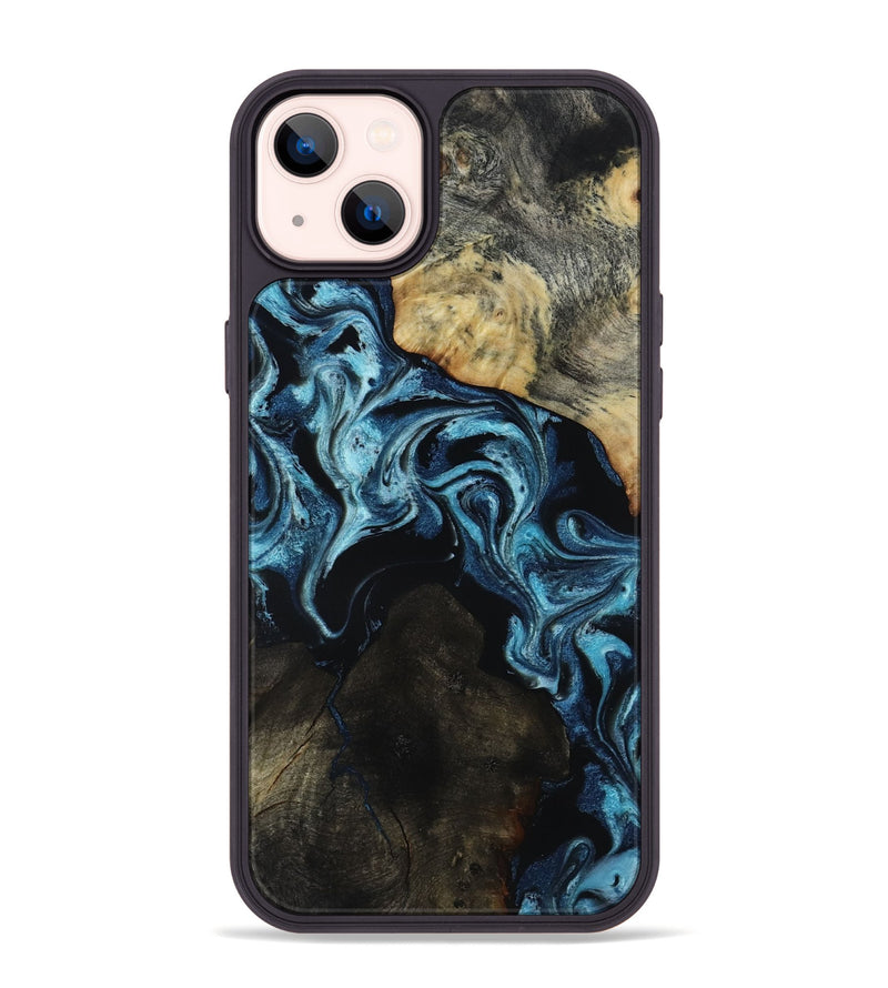 iPhone 14 Plus Wood Phone Case - Dalia (Blue, 818185)
