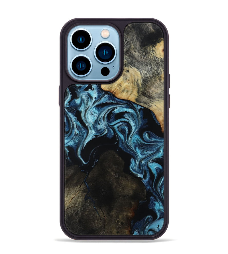 iPhone 14 Pro Max Wood Phone Case - Dalia (Blue, 818185)