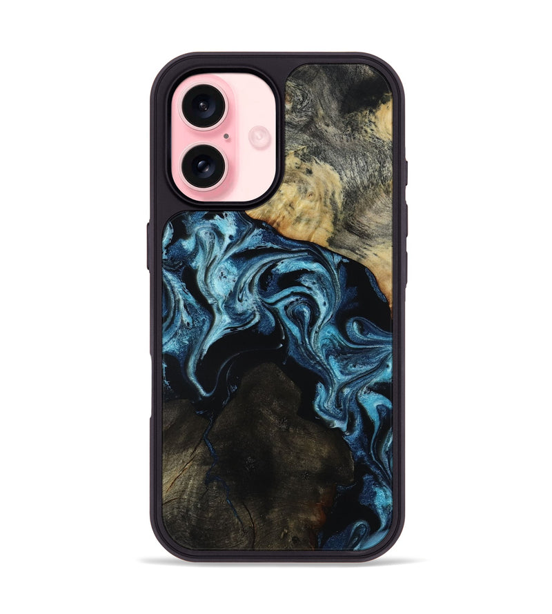 iPhone 16 Wood Phone Case - Dalia (Blue, 818185)