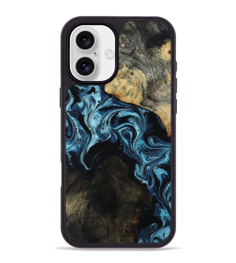 iPhone 16 Plus Wood Phone Case - Dalia (Blue, 818185)