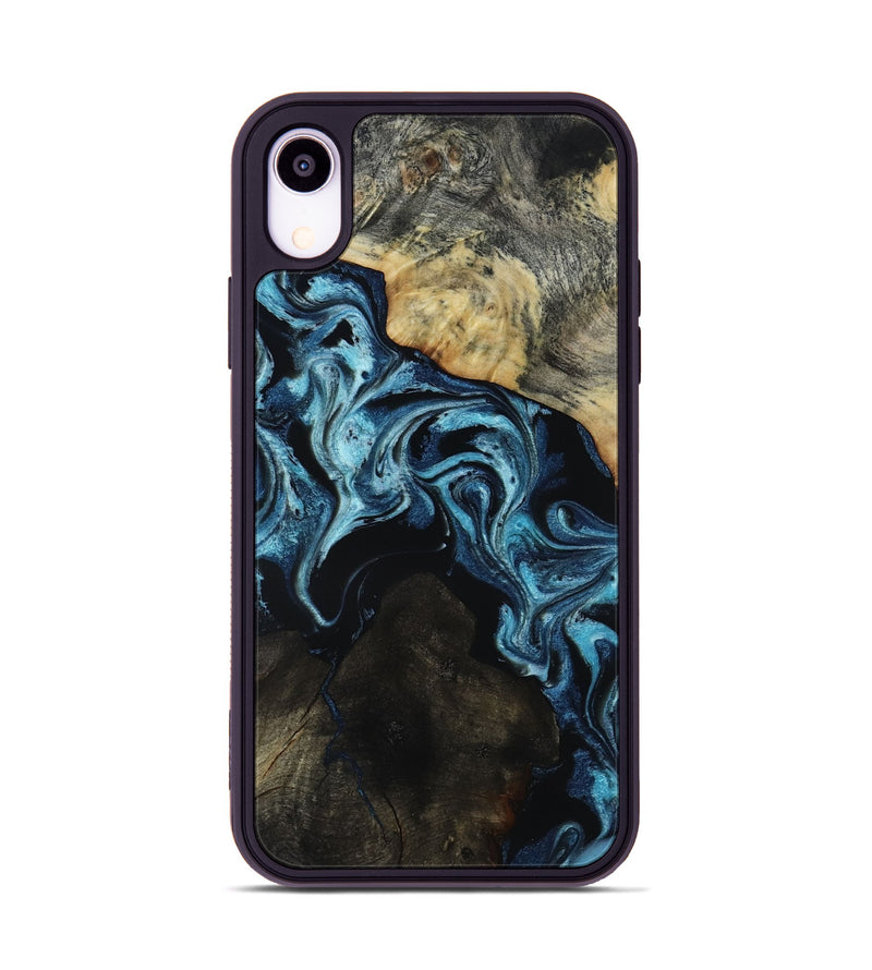 iPhone Xr Wood Phone Case - Dalia (Blue, 818185)