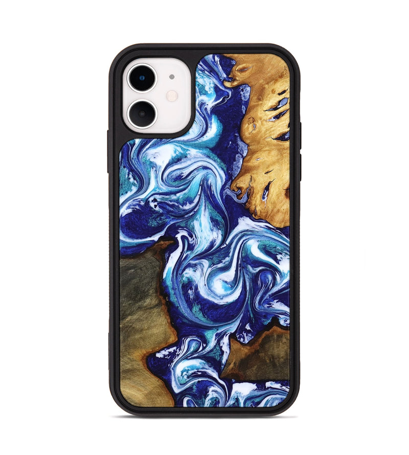 iPhone 11 Wood Phone Case - Brayan (Blue, 818186)